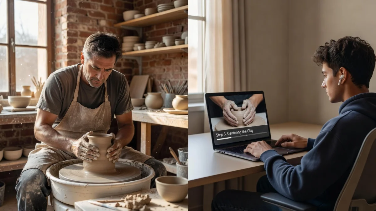 Cours de poterie en ligne ou en présentiel : avantages et limites